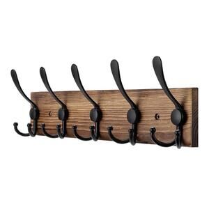 Coat Rack Wall Mount Wooden Hat Rack for Wall Hooks Pine Real Wood Plank 16.9"